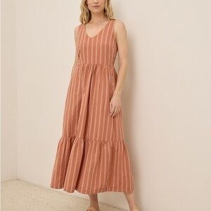 New Pact Terracotta Striped Maxi Dress